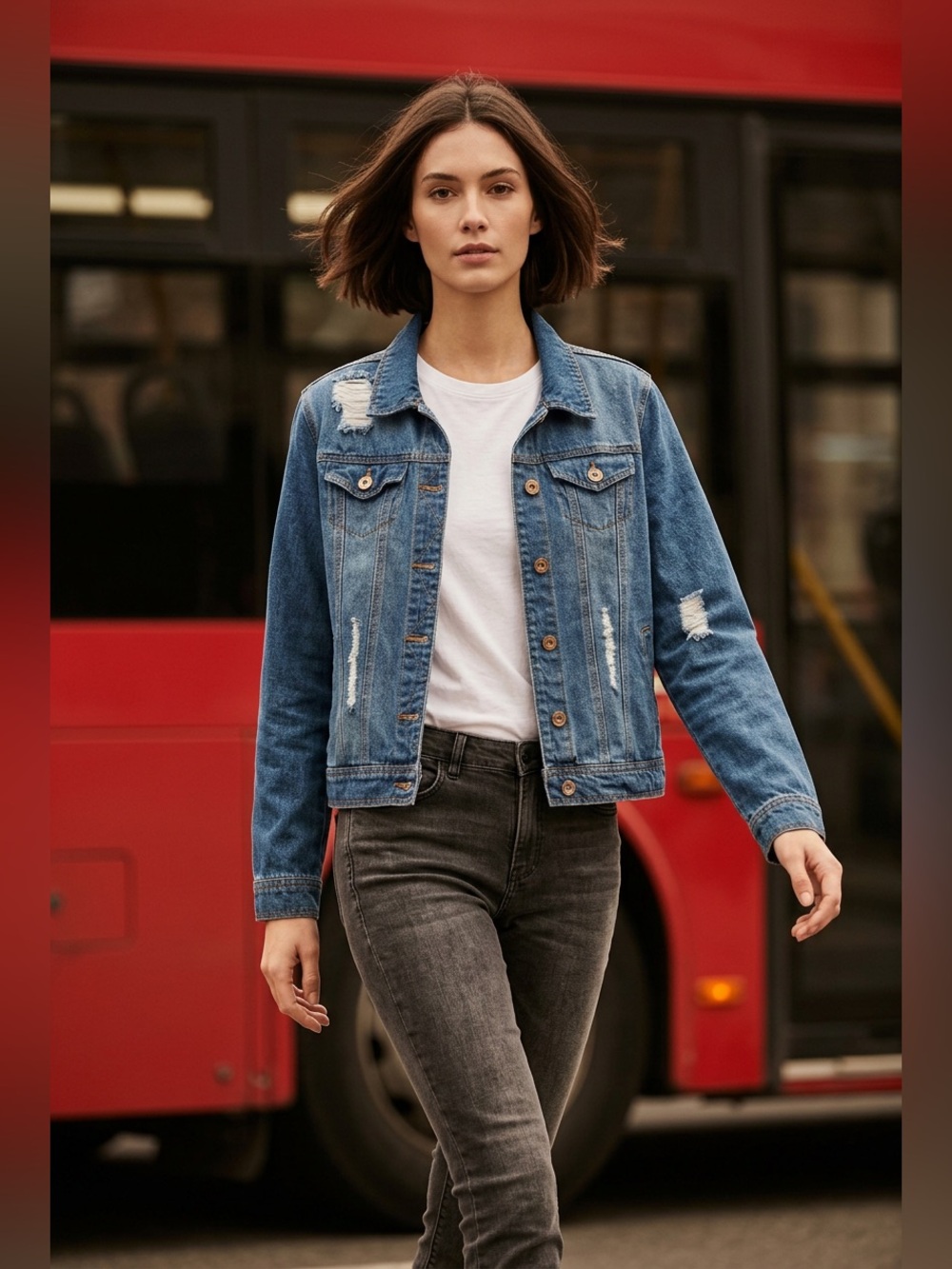 Blue Age Distressed Blue Denim Jacket - Women